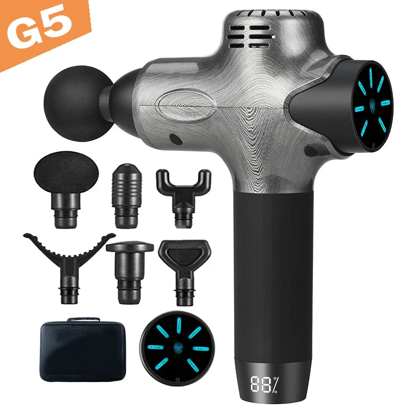 Massage Gun LCD Digital Body Massager Profesional Electric Deep Tissue Massager Neck Body Massage Relaxation Fascial Gun American Fitness CLub