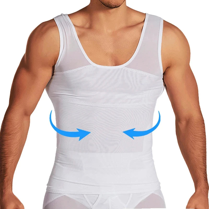 Compression Shirts for Men Slimming Undershirt Body Shaper Fitness Tank Tops Workout Sleeveless Shapewear Vest Mesh Cross Tops American Fitness CLub