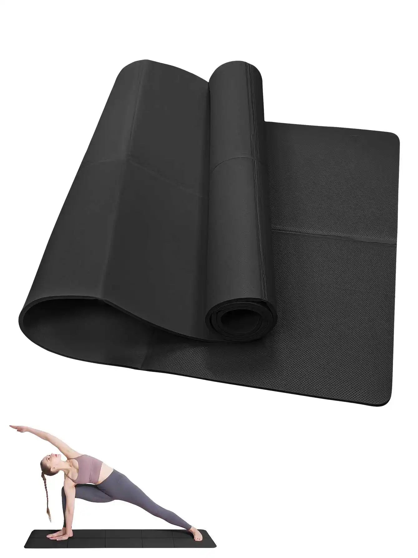 Yoga Mat Pilates Fitness Mat 3/4/6mm Thicknes Non Slip Yoga Cushion Travel Fitness Exercise Pad for Women Home Gym Floor Workout American Fitness CLub