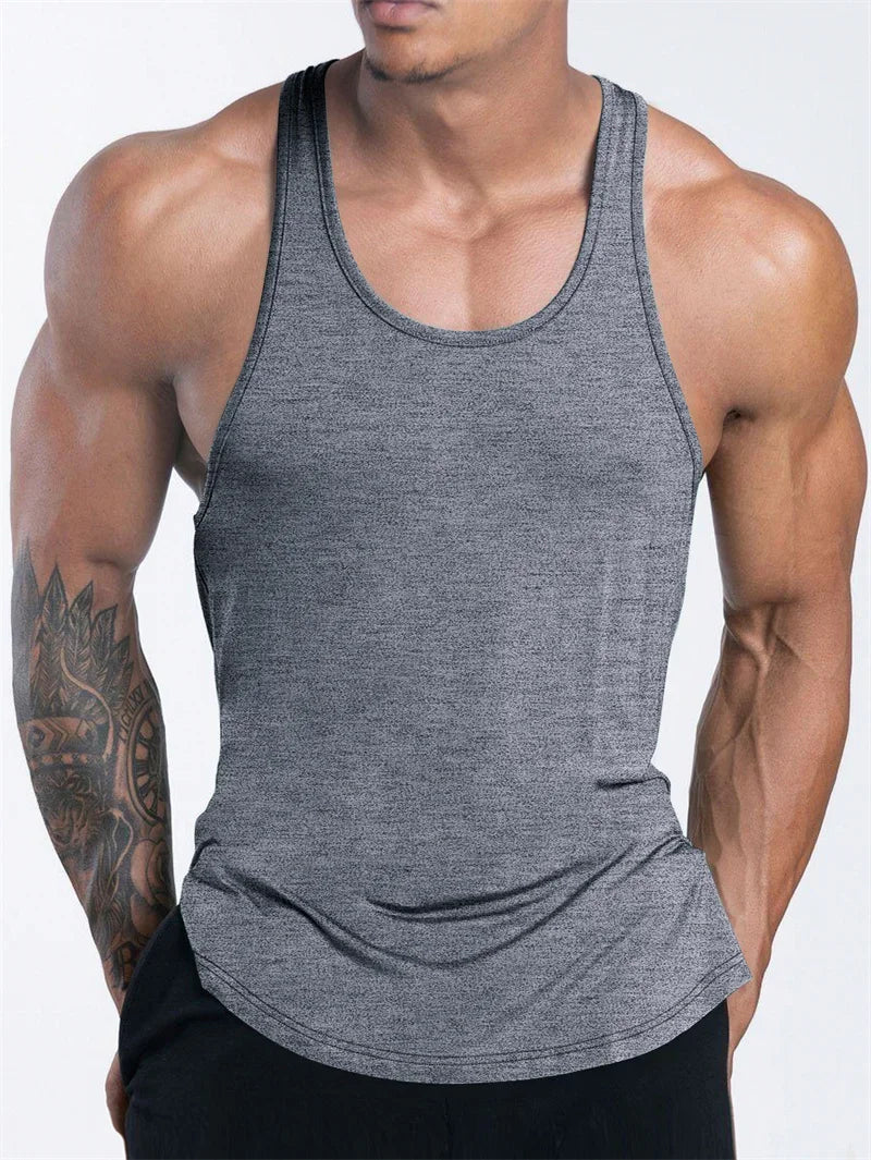 Men's Sports Fitness Tank Top Summer GYM Training Undershirt Running Basketball Quick Drying Breathable loose Tank Top men tops American Fitness CLub