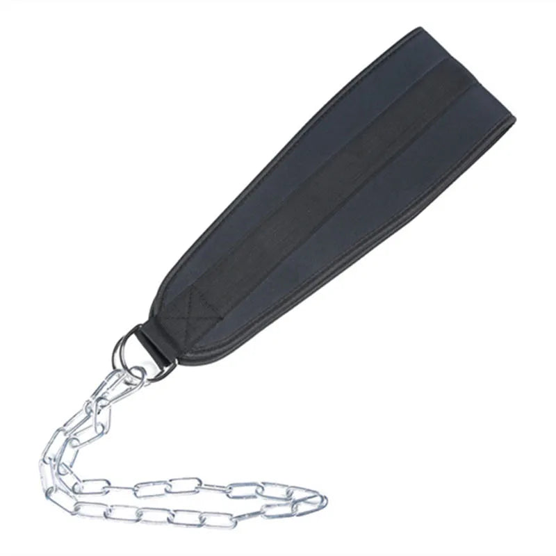 Pull-up Belt Weighted Dip Belt with Chain Double D-Ring Weightlifting Back Support Strap Home Gym Equipment Waist Belt American Fitness CLub