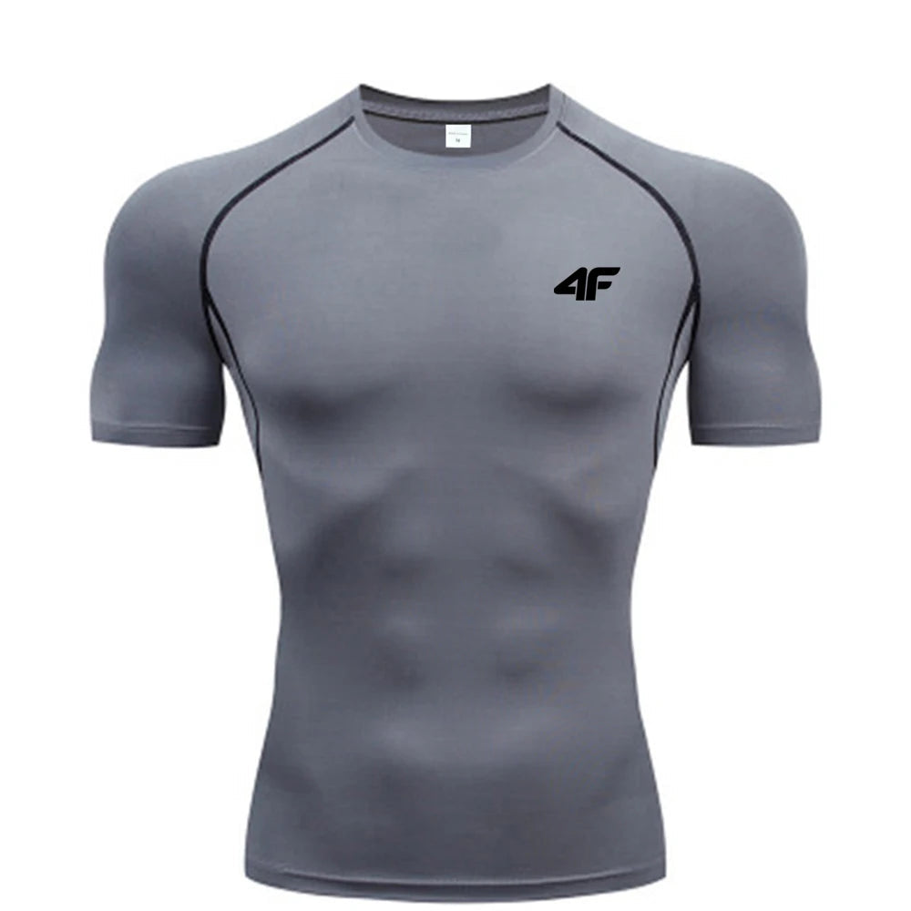 Compression T Shirt Men Summer Sportswear Running T-shirt Elastic Quick Dry Sport Tops Tee Athletic Gym Workout Shirts Men American Fitness CLub