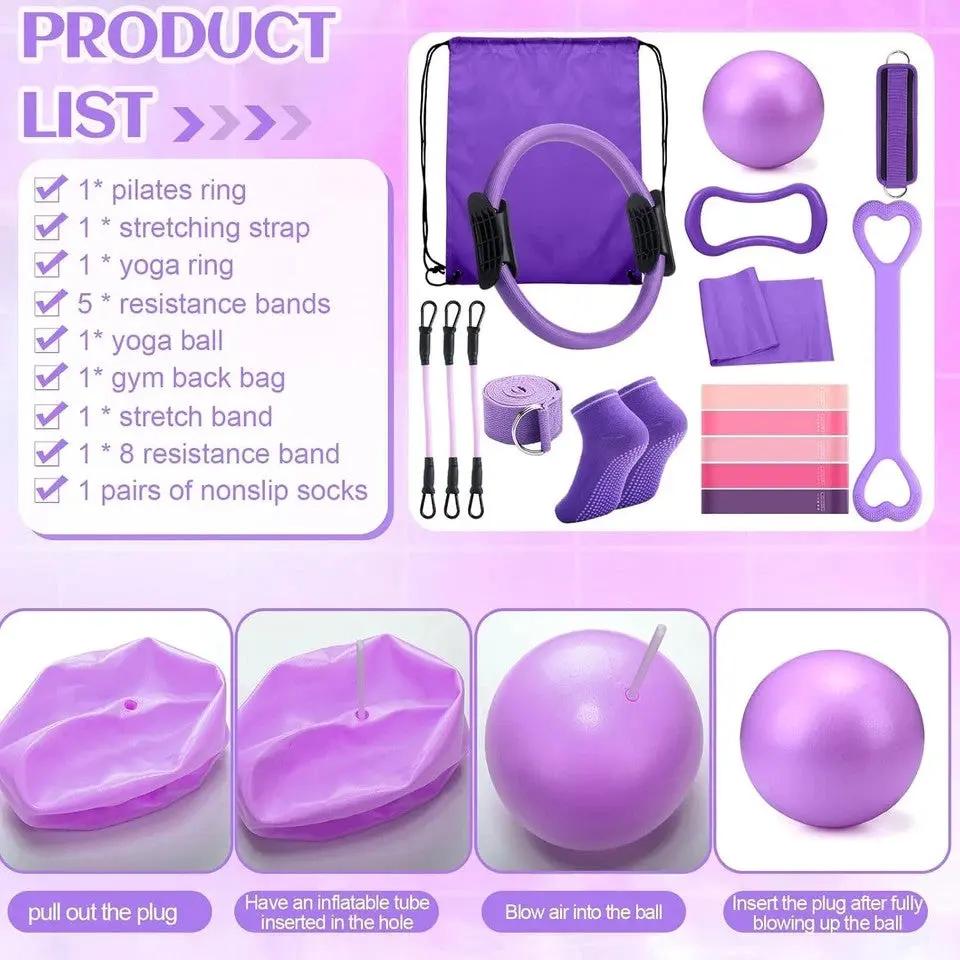 Pilates Ring Circle Set 18 Pcs Exercise Equipment 