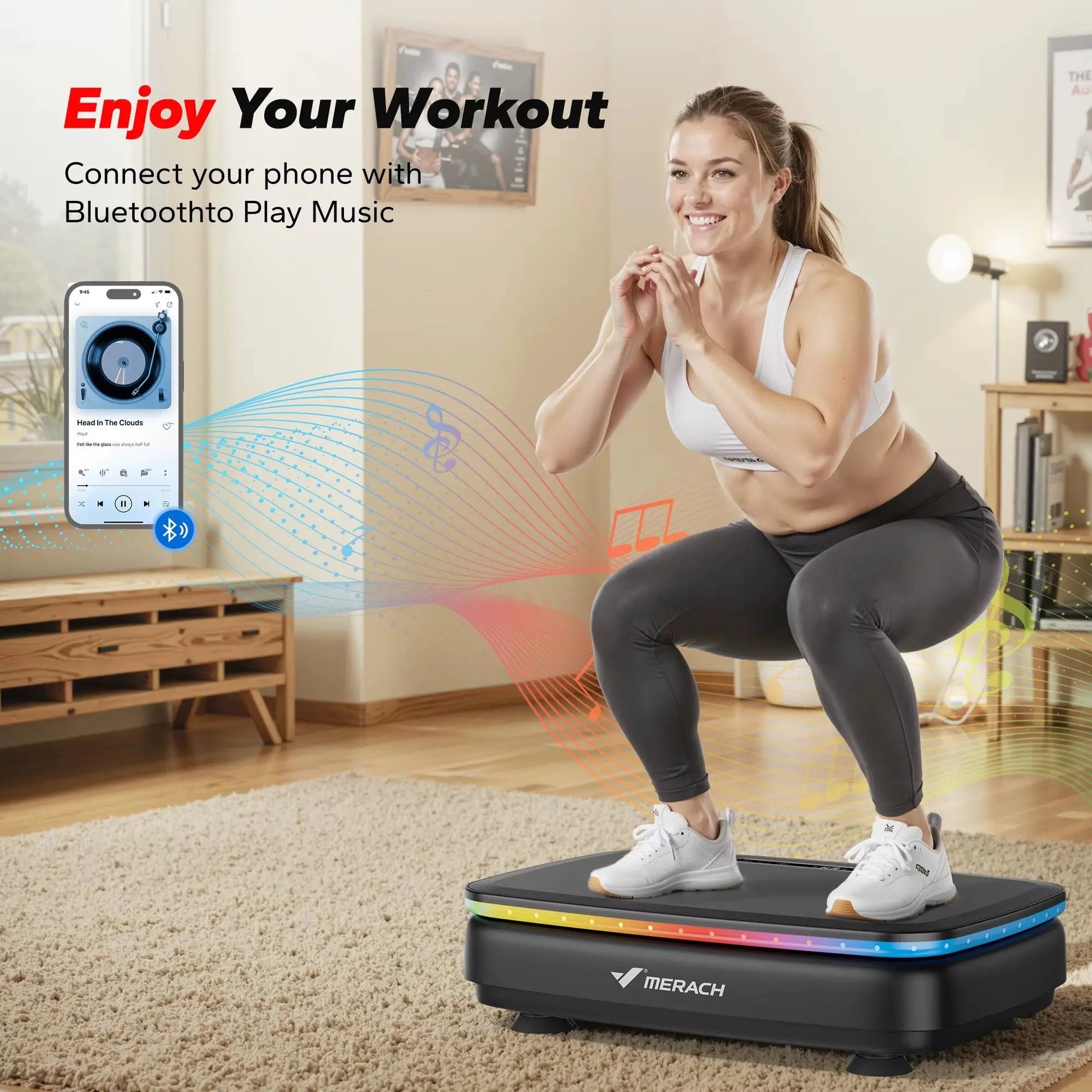 Vibration Plate Exercise Machine with Light Whole Body Workout Power Vibrate Platform Vibration Plate Lymphatic Drainage