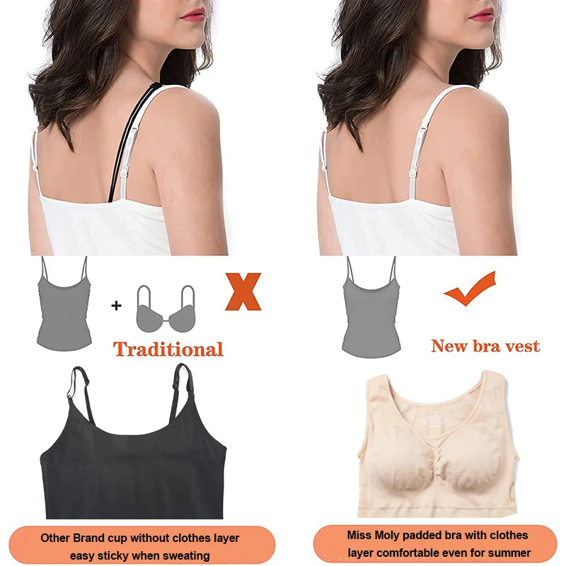Tank Tops for Women with Built in Bra Shelf Bra Casual Wide Strap Basic Camisole Sleeveless Top Shaper with Removable Bra American Fitness CLub