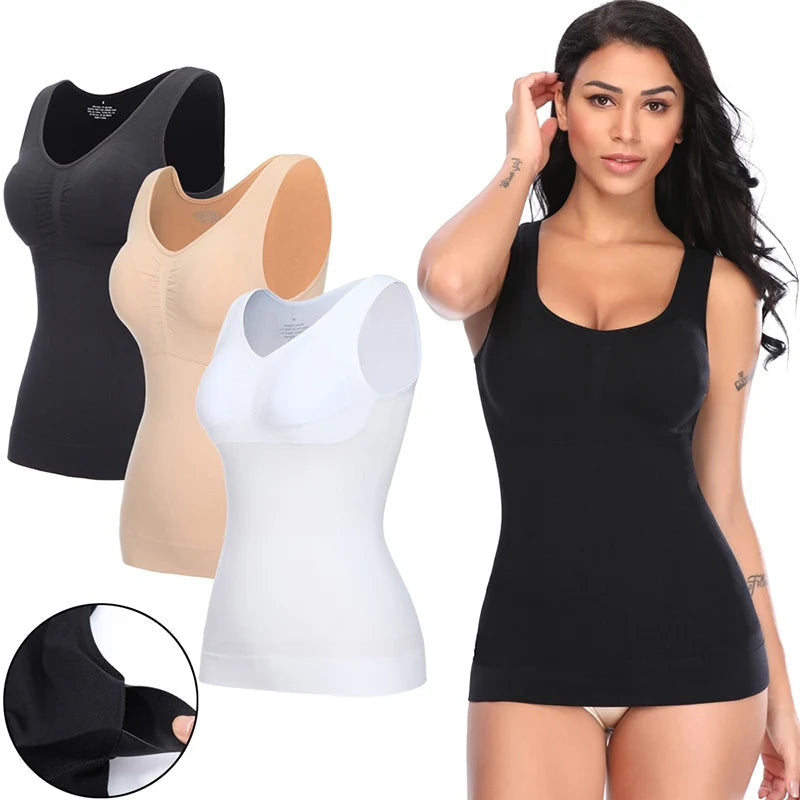 Tank Tops for Women with Built in Bra Shelf Bra Casual Wide Strap Basic Camisole Sleeveless Top Shaper with Removable Bra American Fitness CLub