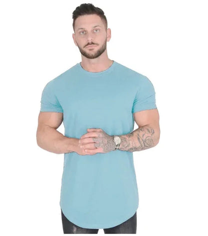 Muscle Fitness T-shirt Summer Men's Athleisure Workout short sleeve T-shirt High Quality cotton Men T-shirt Gym Sport Shirt Tops American Fitness CLub