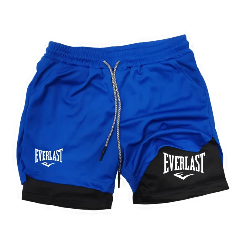 Men Running Shorts 2 In 1 Double-deck Sport Shorts Sportswear Gym Fitness Short Pants Training Jogging Bottom Men's Clothing American Fitness CLub