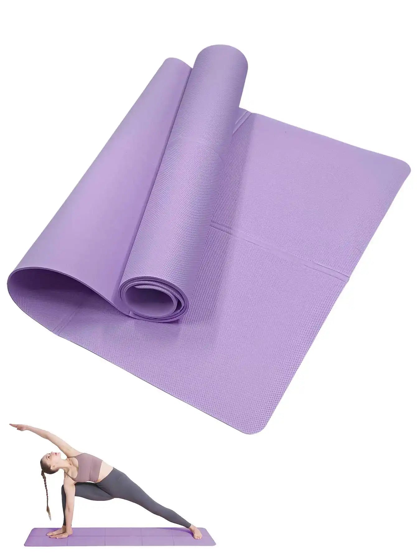 Yoga Mat Pilates Fitness Mat 3/4/6mm Thicknes Non Slip Yoga Cushion Travel Fitness Exercise Pad for Women Home Gym Floor Workout American Fitness CLub