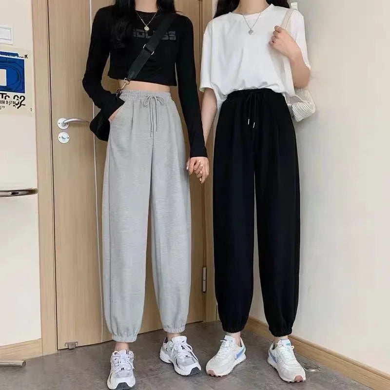 Joggers Sports Pants New Hip Hop Running Pants Drawstring Women Lady Girls Sweatpants Comfortable Oversized Female Streetwear Tr American Fitness CLub