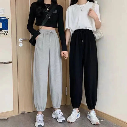 Joggers Sports Pants New Hip Hop Running Pants Drawstring Women Lady Girls Sweatpants Comfortable Oversized Female Streetwear Tr American Fitness CLub