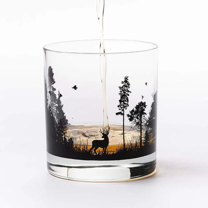 Whiskey Glass Drinks Cups Unique Themed Cocktail for Outdoor Enthusiasts Nature Lovers Forest Animals Design Drinking Glasses American Fitness CLub