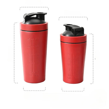 500ML/750ML Stainless Steel Protein Powder Shaker Bottle with Steel Ball and Scale Leak Proof Gym Fitness Sport Whey Shakes Cup American Fitness CLub