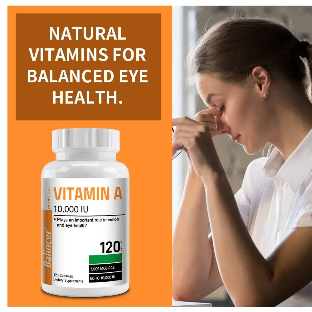 Vitamin A Capsules - Antioxidant, Promotes Healthy Skin, Eyes, and Immune System, Helps Improve Vision, Non-GMO, 120 Capsules American Fitness CLub