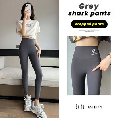 Womens High Waisted Seamless Leggings Sports Fitness Yoga Pants Gym Leggings Womens Elastic Shark Pants Cycling Pants Summer American Fitness CLub