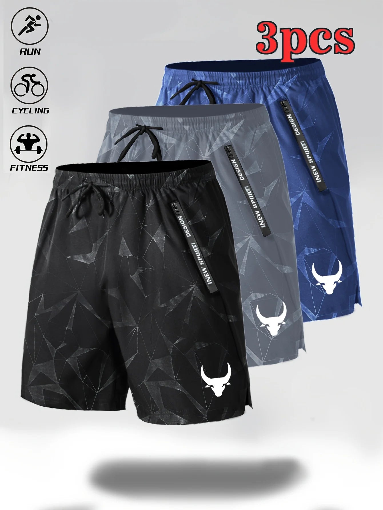 Men's sports trend 3 piece shorts breathable and comfortable training shorts American Fitness CLub