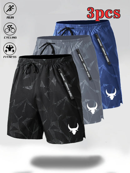 Men's sports trend 3 piece shorts breathable and comfortable training shorts American Fitness CLub