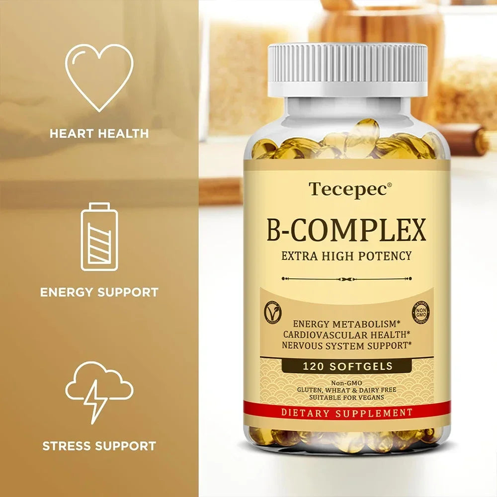 Vitamin B Complex-Contains Vitamins B1, B2, B3, B6, B5, B12 - Replenish Energy, Fight Stress and Enhance Immunity - 120 Capsules American Fitness CLub
