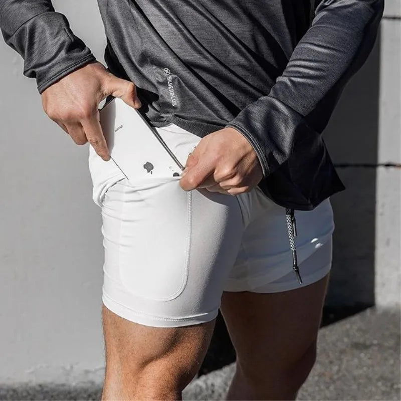 Running Shorts Men Gym Sports Shorts 2 In 1 Quick Dry Workout Training Gym Fitness Jogging Short Pants Summer Men Shorts American Fitness CLub