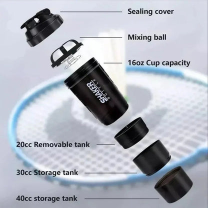 3 Layers Shaker Protein Bottle Powder Shake Cup Large Capacity Water Bottle Mixing Cup Body Building Exercise Mixing Bottle American Fitness CLub