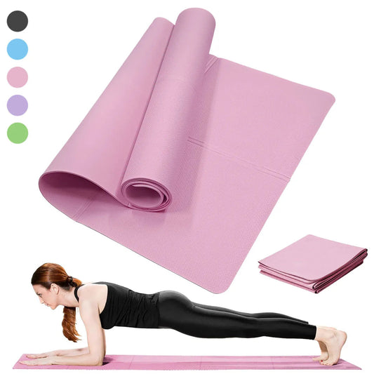 Yoga Mat Pilates Fitness Mat 3/4/6mm Thicknes Non Slip Yoga Cushion Travel Fitness Exercise Pad for Women Home Gym Floor Workout American Fitness CLub