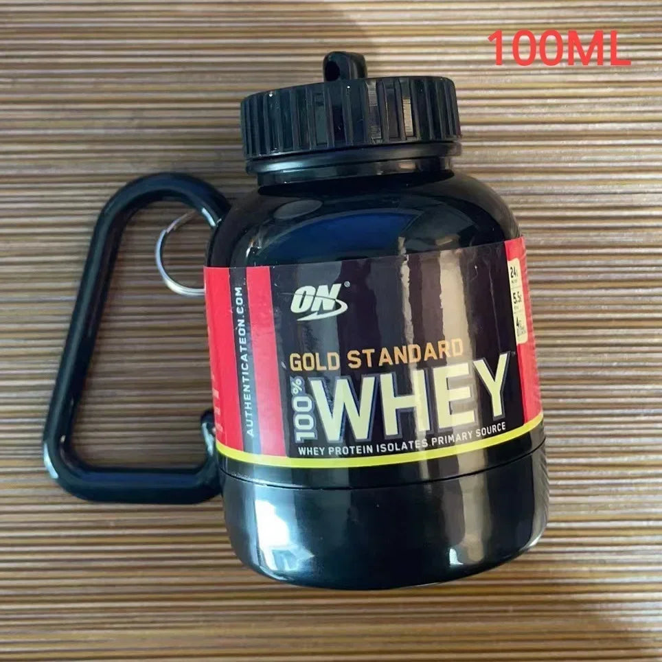 100ML Portable Protein Powder Bottle With Whey Keychain Health Funnel Medicine Box Small Water Cup Outdoor camping Container American Fitness CLub