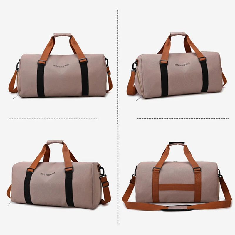 Gym Fitness Bag can Fixable Yoga Mat Sports Duffel Bags with Shoes Pack Outdoor Hiking Camping Handbag Large Luggage Portable American Fitness CLub