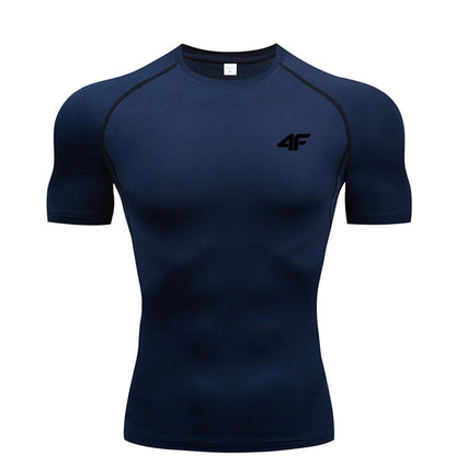 Compression T Shirt Men Summer Sportswear Running T-shirt Elastic Quick Dry Sport Tops Tee Athletic Gym Workout Shirts Men American Fitness CLub