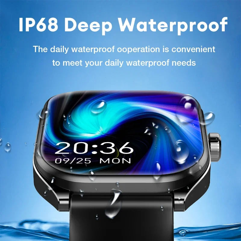 Smart Watch 2.01'' AMOLED Curved Screen IP68 Waterproof Bluetooth 5.3 Call AI Vioce Assistant Fitness Smartwatch for Men American Fitness CLub