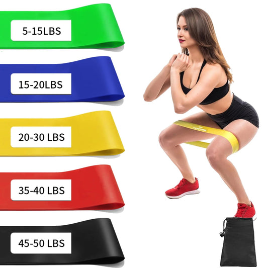 Resistance Bands for Working Out Elastic Exercice Loop Band for Pilates Yoga Starter Set of 5 for Booty Legs Stretch Flexbands American Fitness CLub