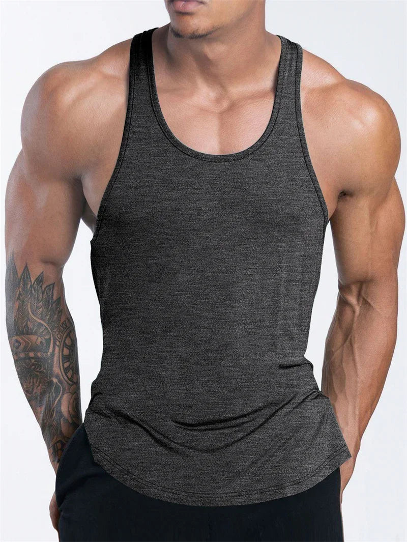 Men's Sports Fitness Tank Top Summer GYM Training  Undershirt Running Basketball Quick Drying Breathable loose Tank Top men tops American Fitness CLub