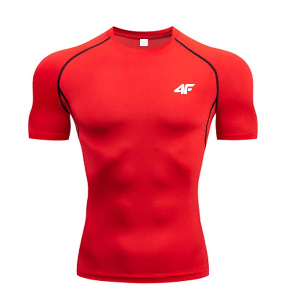 Compression T Shirt Men Summer Sportswear Running T-shirt Elastic Quick Dry Sport Tops Tee Athletic Gym Workout Shirts Men American Fitness CLub