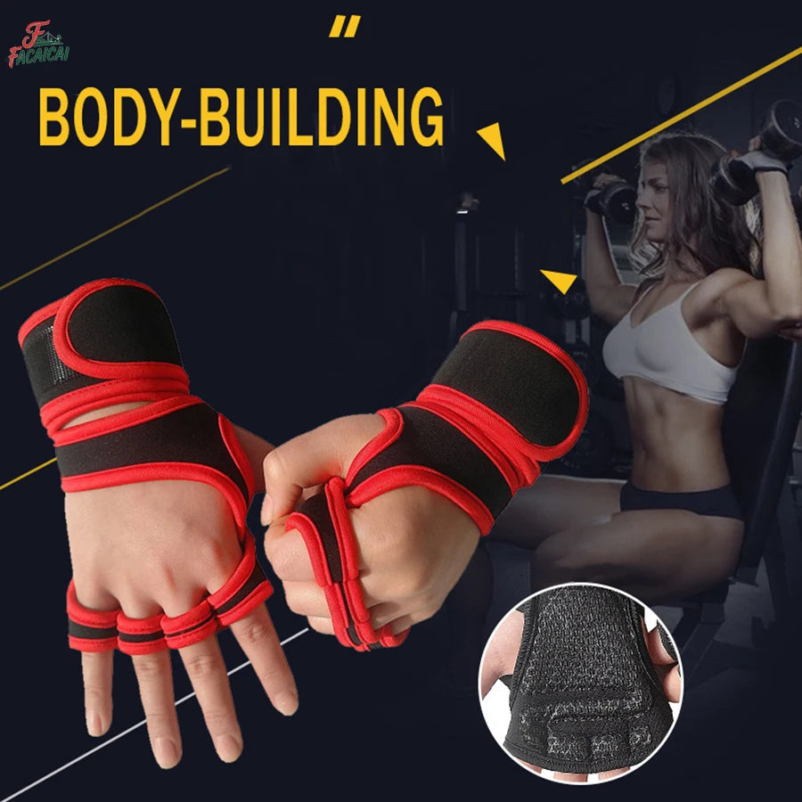Sports Weight Lifting Workout Gloves ,with Built-in Wrist Wraps Full Palm Protection，Grip Great for Gym Pull Ups Cross Training American Fitness CLub