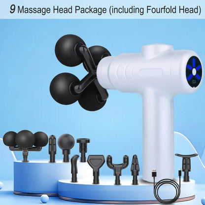 Massage Gun Variable Frequency 5 Levels Fascial gun Dual mode 4x Strike Massager head Massager Body Neck Back Leg Fitness Tool American Fitness CLub