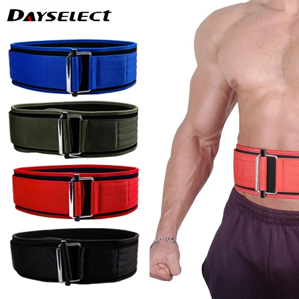 Self-locking Buckle Weightlifting Belt Fitness Adjustable Nylon Gym Workout Belts Deadlifting Squatting Lifting Back Support American Fitness CLub