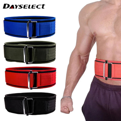 Self-locking Buckle Weightlifting Belt Fitness Adjustable Nylon Gym Workout Belts Deadlifting Squatting Lifting Back Support American Fitness CLub