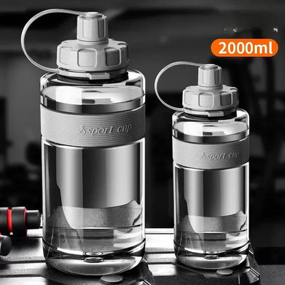 2 Liter Big Water Bottle With Straw 2L/1.5L/1L/0.6L Large Capacity School Gym Sports Drinking Bottles Fitness botella de agua 물병 American Fitness CLub