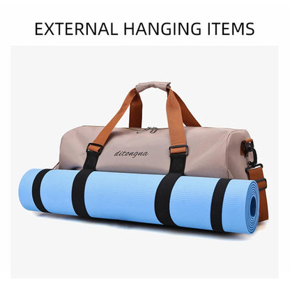 Gym Fitness Bag can Fixable Yoga Mat Sports Duffel Bags with Shoes Pack Outdoor Hiking Camping Handbag Large Luggage Portable American Fitness CLub