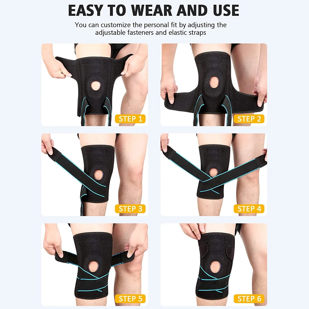 1Pcs Knee Braces for Knee Pain with Side Stabilizers for Man Women,Non Slip Adjustable Knee Support,for Joint Pain Relief,LCL American Fitness CLub