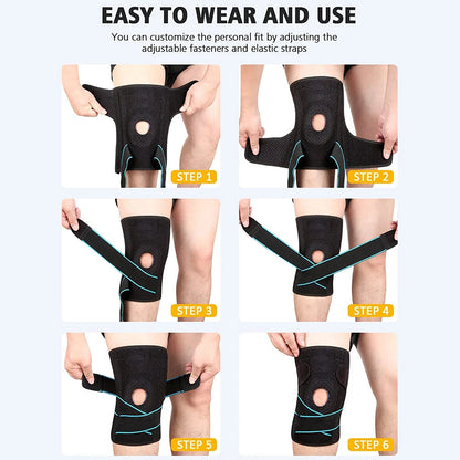 1Pcs Knee Braces for Knee Pain with Side Stabilizers for Man Women,Non Slip Adjustable Knee Support,for Joint Pain Relief,LCL American Fitness CLub