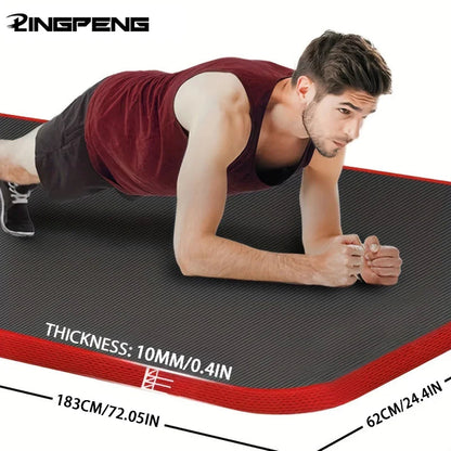 10MM Extra Thick 183cmX62cm Yoga Mats NBR Non-slip Exercise Mat Fitness Tasteless Pilates Workout Gym Mats With Bandage American Fitness CLub