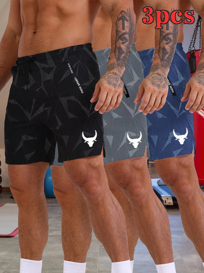 Men's sports trend 3 piece shorts breathable and comfortable training shorts American Fitness CLub