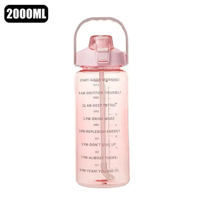 Water Bottle 2 Liter Stay Hydrated Motivated Leakproof Plastic Sport Bottle Reminder Times Sports Outdoor Fitness Office Indoor American Fitness CLub