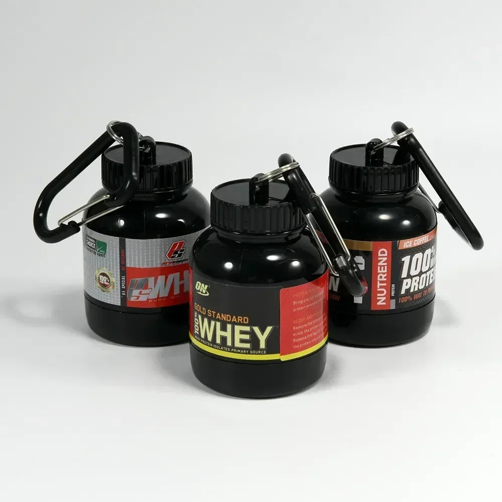 100ML Portable Protein Powder Bottle With Whey Keychain Health Funnel Medicine Box Small Water Cup Outdoor camping Container American Fitness CLub