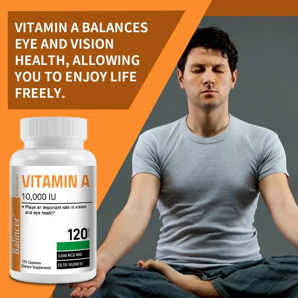 Vitamin A Capsules - Antioxidant, Promotes Healthy Skin, Eyes, and Immune System, Helps Improve Vision, Non-GMO, 120 Capsules American Fitness CLub