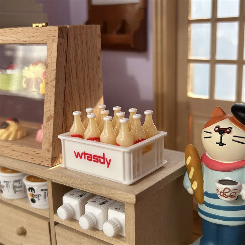 1Set 1:12 Dollhouse Miniature Drinks Soda Drink Bottle with Storage Box Model Doll House Living Scene Decor Toy меблі для кукол American Fitness CLub