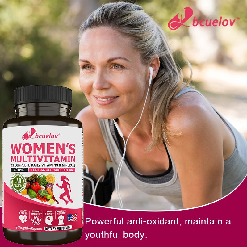 Women's Multivitamin Supplement - 21 Daily Vitamins and Minerals-Brain, Heart, Joints, Skin, Hair, Immunity, Enhanced Absorption American Fitness CLub