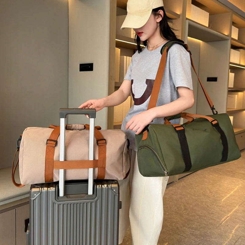 Gym Fitness Bag can Fixable Yoga Mat Sports Duffel Bags with Shoes Pack Outdoor Hiking Camping Handbag Large Luggage Portable American Fitness CLub