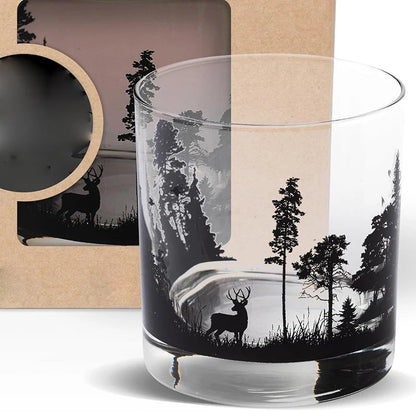 Whiskey Glass Drinks Cups Unique Themed Cocktail for Outdoor Enthusiasts Nature Lovers Forest Animals Design Drinking Glasses American Fitness CLub