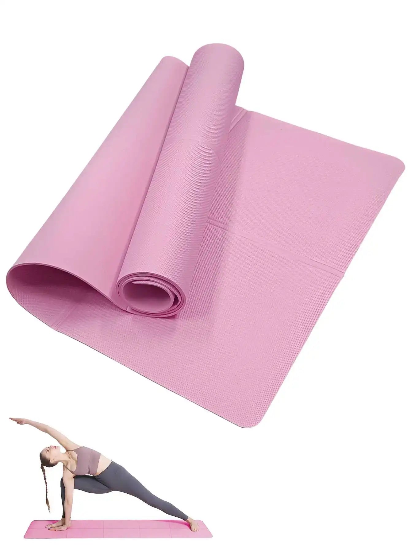 Yoga Mat Pilates Fitness Mat 3/4/6mm Thicknes Non Slip Yoga Cushion Travel Fitness Exercise Pad for Women Home Gym Floor Workout American Fitness CLub